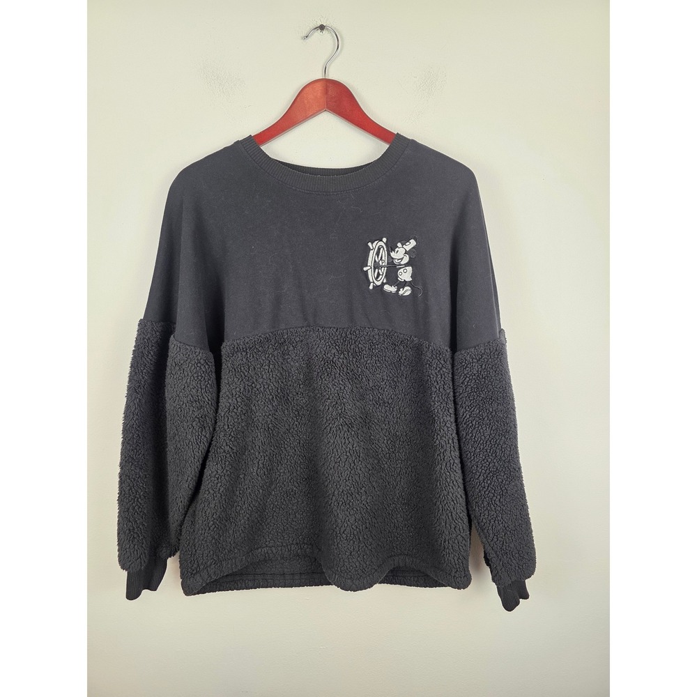 Disney Steamboat Willie Mickey Mouse Spirit Jersey Sherpa Sweatshirt Women's M